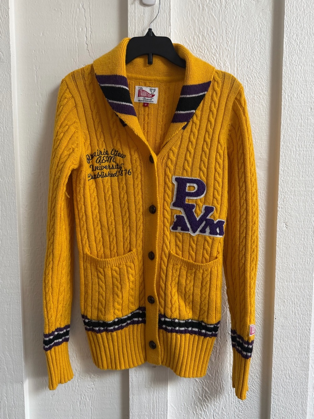 Tradition brand cable knit cardigan - Praire View A&M - small